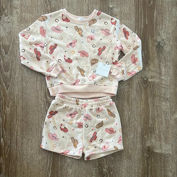 btween Other - btween NWT Light Pink Cowgirl Sweatshirt and Shorts Set size 5